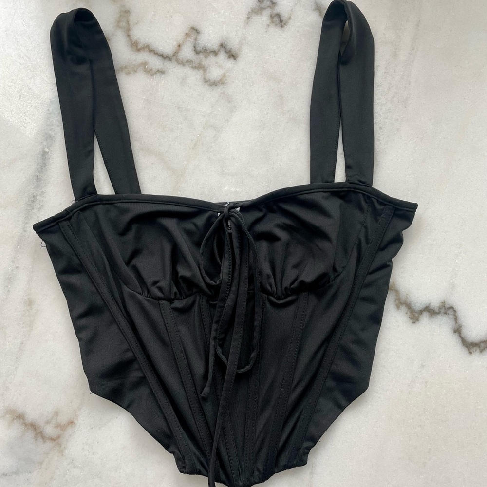 Black bustier crop top
